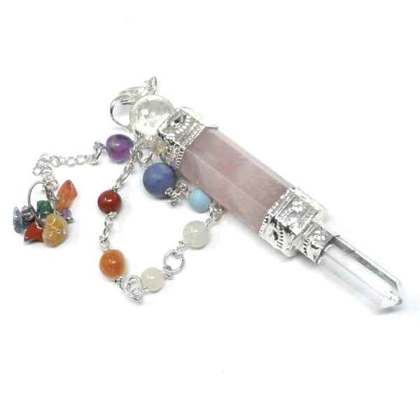 Rose Quartz Pendulum w Chakra Chip Bracelet All Crystal Jewelry bracelet