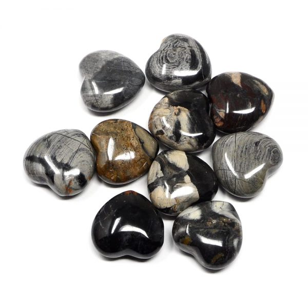 Silverlace Jasper Hearts, bag of 10 All Polished Crystals bulk crystal hearts
