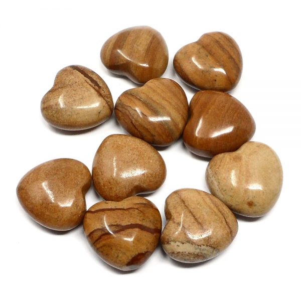 Picture Jasper Hearts, bag of 10 All Polished Crystals 30mm hearts