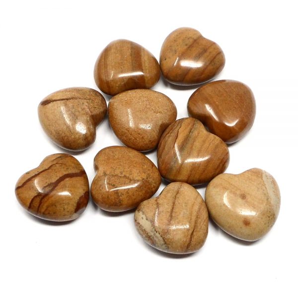 Picture Jasper Hearts, bag of 10 All Polished Crystals 30mm hearts
