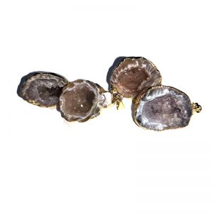 Agate Geode Half Pendant, light, gold colour All Crystal Jewelry agate