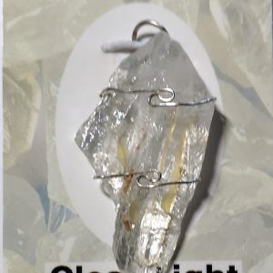 Wire Wrapped Pendant, Clear Light Calcite Crystal Jewelry clear light calcite