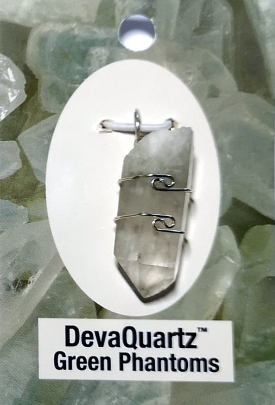 Wire Wrapped Pendant, Deva Quartz All Crystal Jewelry celadonite