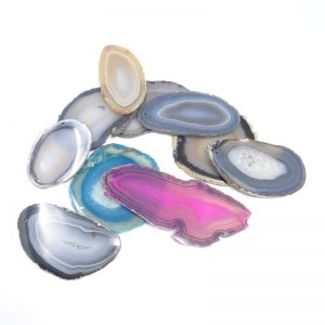 Agate Slabs, Mixed, pack of 10 size 0 drilled Agate Slabs agate slab