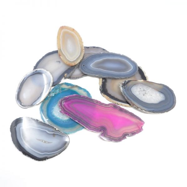 Agate Slabs, Mixed, pack of 10 size 0 drilled Agate Products agate slab