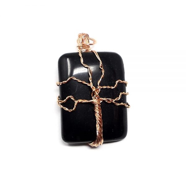 Black Obsidian & Copper Pendant All Crystal Jewelry black obsidian