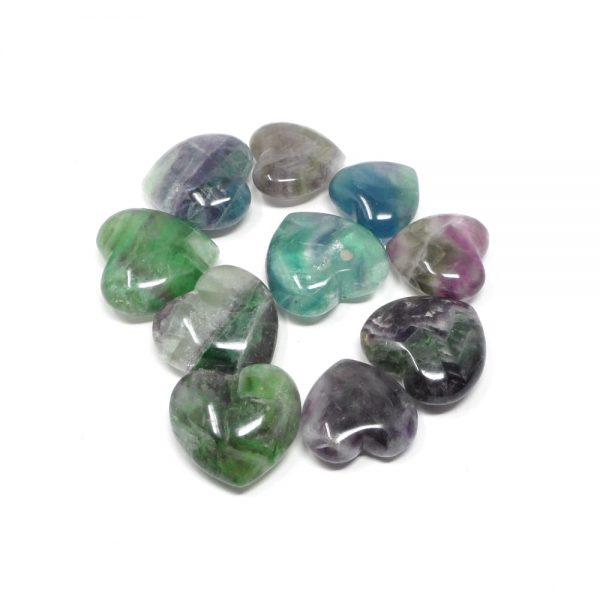 Fluorite Hearts bag of 10 All Polished Crystals bulk fluorite hearts
