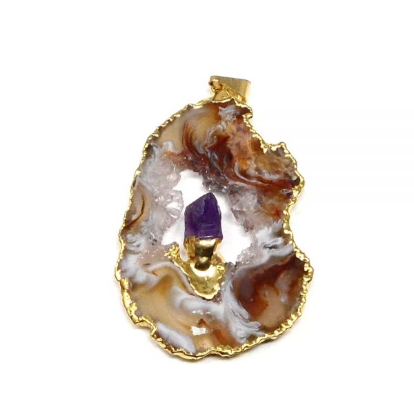 Oco Pendant with Amethyst All Crystal Jewelry agate