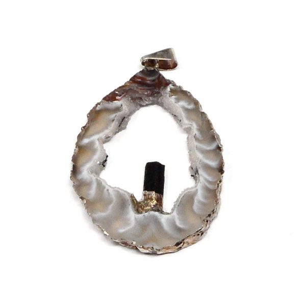 Oco Pendant with Black Tourmaline All Crystal Jewelry agate