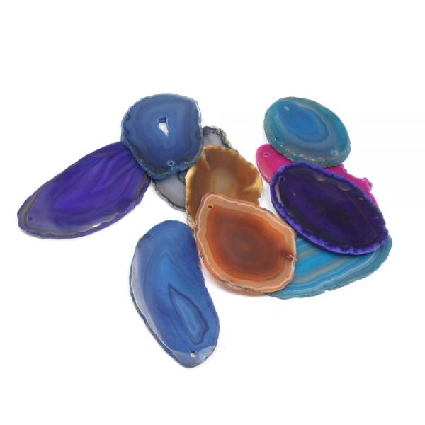 Agate Slabs, Mixed, pack of 10 size 0 drilled Agate Products agate