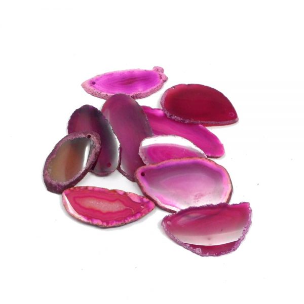 Agate Slabs, Pink, pack of 10 size 00 drilled Agate Products agate