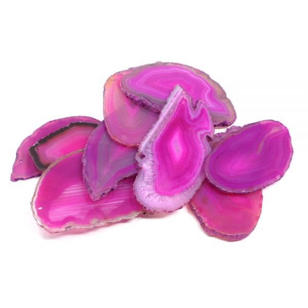 Agate Slabs, Pink, pack of 10 size 1 drilled Agate Products agate