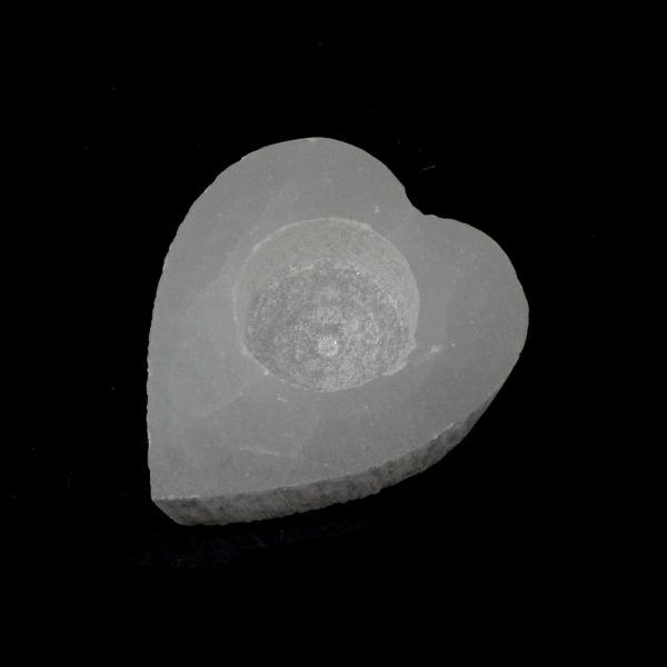 Selenite Heart Tealight Candleholder All Raw Crystals candle holder