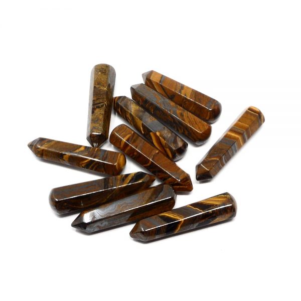 Tiger Eye Wands pack of 10 All Polished Crystals bulk crystal wands