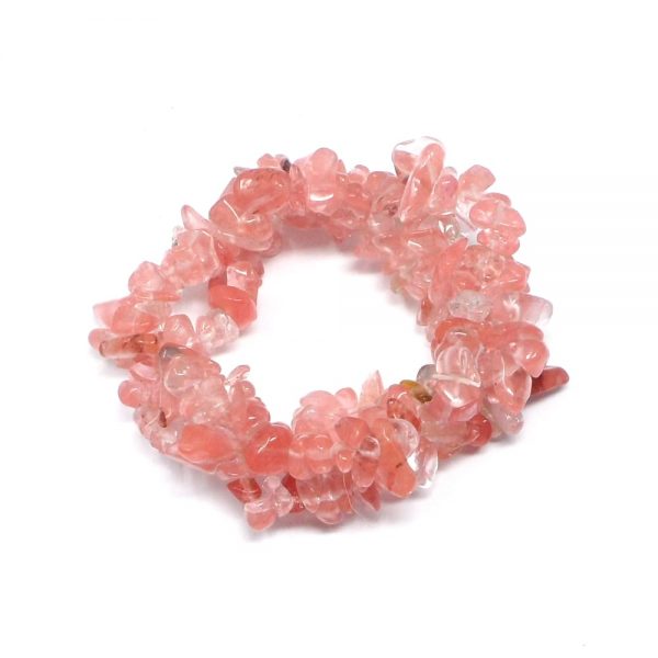 Cherry Quartz Three Strand Chip Bracelet All Crystal Jewelry bracelet
