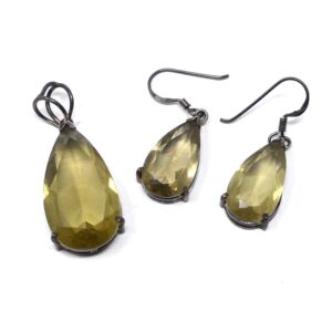Quartz Verde Pendant and Earrings Set All Crystal Jewelry earrings