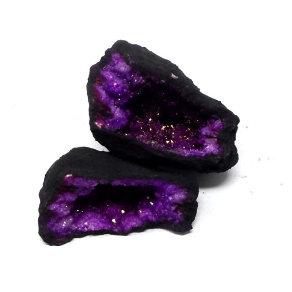 Moroccan Geode Pair Magenta All Raw Crystals dyed geode