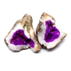 Moroccan Geode Pair Magenta All Raw Crystals dyed geode