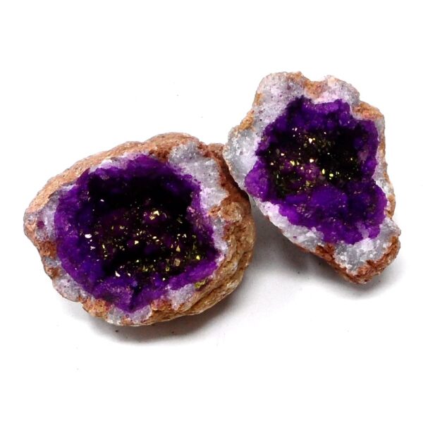 Moroccan Geode Pair Magenta/Gold All Raw Crystals dyed geode
