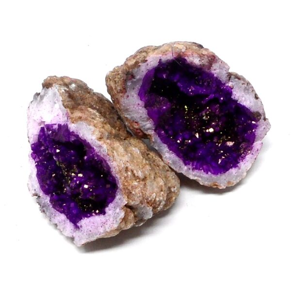Moroccan Geode Pair Magenta/Gold All Raw Crystals dyed geode